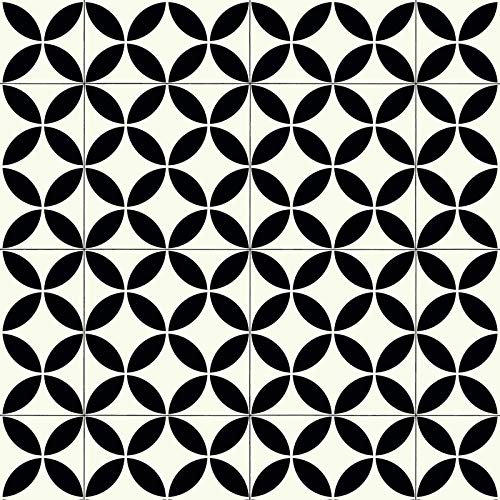 247Floors Patterned Magic Vinyl Flooring Realistic 2.8mm Slip Resistant Foam Backed Lino (Black Retro Victorian Tile, 5m x 4m / 16ft 4 x 13ft 1)