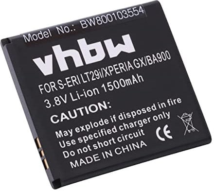 vhbw Akku Ersatz für Sony BA900 für Handy Smartphone Telefon (1500mAh, 3,8V, Li-Ion)