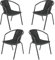 DKIEI 4 Pcs Outdoor Garden Wicker Rattan Bistro Chair Metal Frame Woven Seat, Black, 72 * 56 * 54.5cm