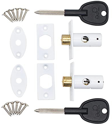 Window Security Mortice Rack Bolts | Pack of 2 Bolts with 2 Star Keys | White