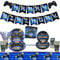 Décoration de Fête de Jeu Vidéo pour Garçons et Joueurs, Y Compris Assiettes, Tasses, Serviettes, Nappes (Bleu A)