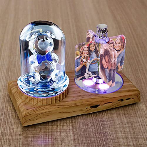 Angry Egg Boy Foto Personalizada en 3D grabada en el interior de la luz de noche de Cristal Familia Bebé Regalo del día del padre Oso Base de música Bluetooth 7in × 6.2in