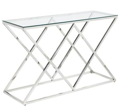 Pascal MORABITO - Console Charlotte de Pascal MORABITO - Verre trempé et Acier - Chromé