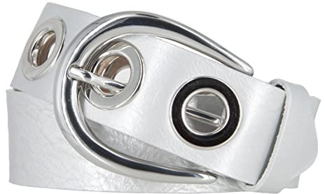 Silbergift by Bernd Götz Gürtel Damen Leder Silber 4 cm Damengürtel mit Metallösen (85)