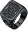 U7 Schwarz Heiliger Florian Siegelring personalisiert Katholischer Schutzpatron Porträt Ring Statement Ring Modeschmuck Accessoire für Feuerwehrmann(Ring Größe 72)