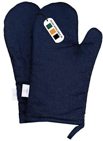 LAFFAIR Blue Oven Mitts - Premium Non-Slip Navy Oven Gloves - Stylish & Versatile Kitchen Mitts