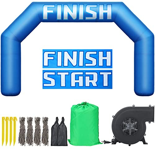 Maitys Racing 20ft Inflatable Arch with Start Finish Line Banners and Air Blower Blue Hexagon Inflatable Archway Racing Blow up Archway for Race Outdoor Sport Party Advertising Commerce