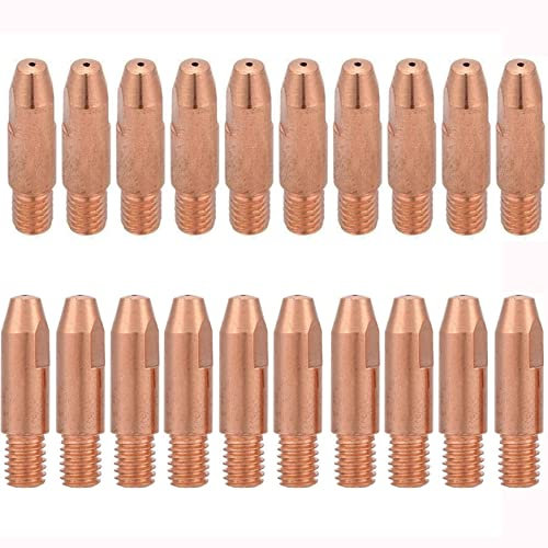 20 Stücke Kupfer Kontaktspitze Schweißdüsen Stromdüse M6 für 24KD MIG/MAG Schweißbrenner 0.8mm, 1.0mm, 1.2mm (1.0mm)