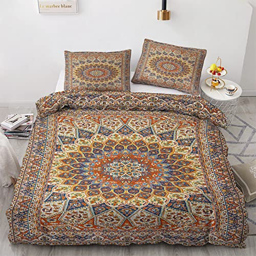 GEDAEUBA Mandala Bettwäsche 140x200 Sommer - Bettbezug 140x200 2er Set, Wendebettwäsche und Kissenbezug 70x90, Weiche & Angenehme & Atmungsaktive Mikrofaser Bettwäsche-Sets mit Reißverschluss