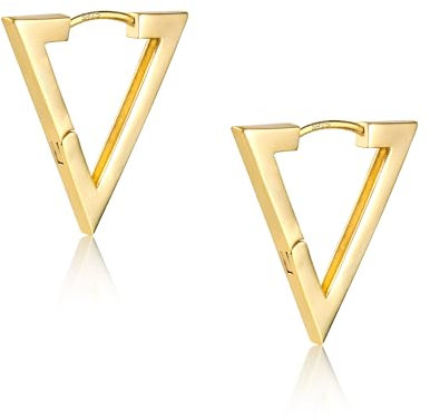 ALEXCRAFT 14K Creolen Gold Klein Dreieckige Goldene Ohrringe Damen Huggie Triangel Earrings Vergoldet Ohrringe Geschenk für Frauen Freundin Mama Mädchen