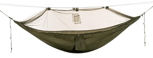 Snugpak Jungle Hammock WGTE with Integrated Mosquito Net - Nylon Material, Easy Setup Camping Hammock - Paracord Suspension System, Tree Protectors & Steel Carabiners - Includes Stuff Sack (Olive)