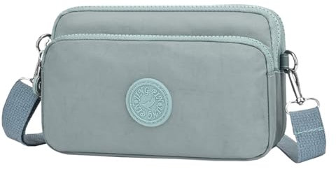 FAVORTALK Crossbody Bag Damen Klein Nylon - Umhängetasche Leichte Wasserdicht Schultertasch mit Abnehmbarem Grau Schultergurt für tägliches Arbeite Einkaufen Verabredungen Reisen - DJB00403