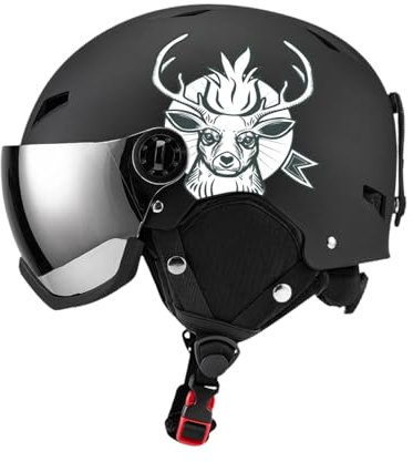 Sharplace Snowboard Helmet Head Protector Sweat Absorbing Portable Versatile Skin-friendly Sports Visor Snow Goggles for Outdoor Riding, BLACK, S
