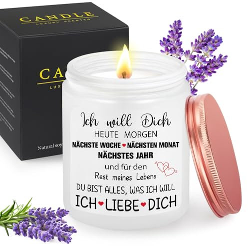 MOTONG Valentinstag für Ihn Sie Geschenke für Männer Madame 200g Lavendel Aroma Kerze 30-38 Stunden Brenndauer Liebe Love Dich Geschenk für Freund, Jahrestag Geschenk für Sie Partner