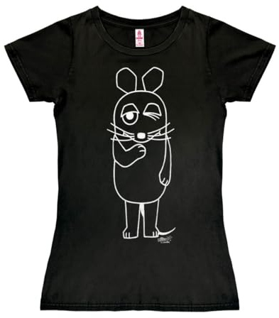 Logoshirt® Die Sendung mit der Maus T-Shirt Damen | Offiziell lizenzierts Maus-Outline-Motiv, 100% Baumwolle, lustiges Cartoon T-Shirt, ideal für Sendung mit der Maus-Fans