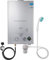 Calentador De Agua De Gas Licuado LPG de 18L, 36kW, LPG,calentador de agua instantáneo sin depósito, con cabezal de ducha galvanizado y manguera de ducha, para Baño/Cocina/Autocaravana (Plateado, 18L)