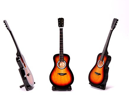 Miniatur Klassische Gitarre XS in versch. Farben akustik Mini Deko Gitarre aus Holz 22cm (Farbe wählbar) (Hellbraun Holz)
