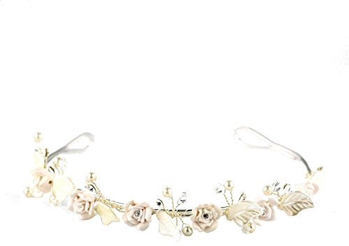 Damen Kopfschmuck,MoreChioce Perle Kristall Haarband Brautschmuck Strass Stirnband Frauen Blumengirlande Haarkranz Haare Zubehör,Silber Blätter,EINWEG