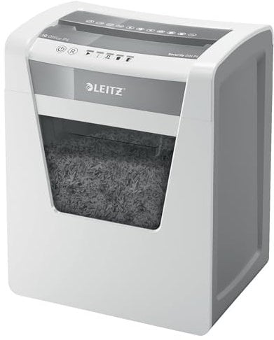 Leitz IQ Office P4 Cross Cut Paper Shredder, Shreds 17-15 Sheets (70-80 gsm), 23L Bin, White, 80031000