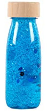 Petit Boum - Botella Sensorial Float en Color Azul | Un Microcosmos en Cada Botella | Descubre, Escucha y Aprende | Estimulación Sensorial | Botellas Sensoriales para Niños