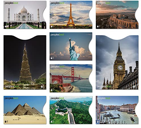 TÜV geprüfte RFID & NFC Blocker Kreditkarten- und Reisepass Schutzhüllen (10 Stück) | stabile EC Kartenhülle gegen Datenklau und unerlaubtes auslesen | dünn & reißfest für 100% Datenschutz (Travel 2)