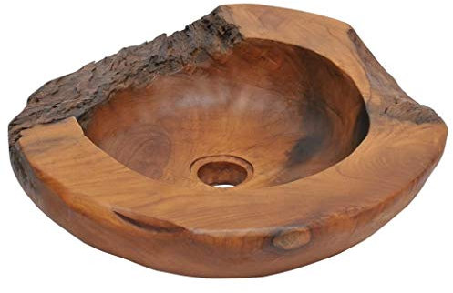 Lavabo in Legno di Teak, 45 cm Lavabo da Appoggio Lavello Bagno d'Appoggio