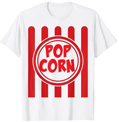 Popcorn Karneval Kostüm Shirt Lustig Rot Weiß Gestreift T-Shirt