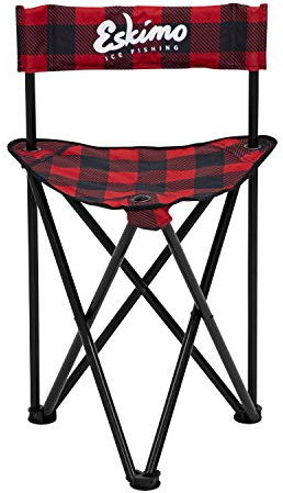 Eskimo Folding Ice Chair, Standard, Buffalo Plaid Adjustable Height, Alloy Steel Red/Black