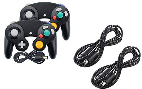DARLINGTON & Sohns 2 Stück Schwarze Controller + Verlängerungskabel für Nintendo Game Cube Controller Schwarz GC Verlängerung Extansion Nintendo Wii Cable