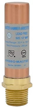 HYDRO MASTER 0160901 Water Hammer Arrestor,Lead Free Brass,1/2MNPT