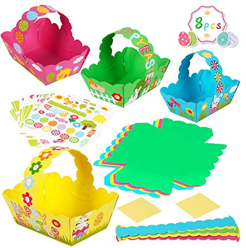 O-Kinee Kit de Panier de Pâques - 8 Pièces à Assembler en Papier pour Chasse aux Œufs