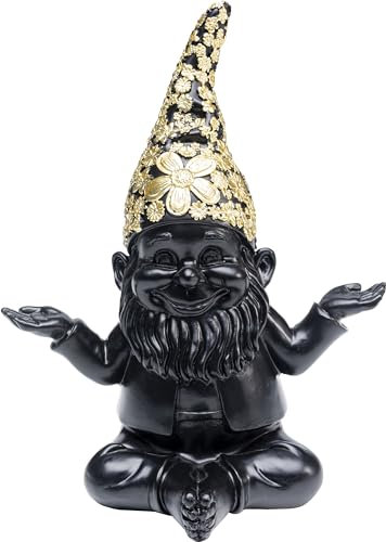 Kare Design Deko Figur Zwerg Meditation, Schwarz/Gold, Gartenzwerg, Wohnaccessoire, Dekoration für Sideboards, Kommoden oder Regale, 19x15x10 cm (H/B/T)