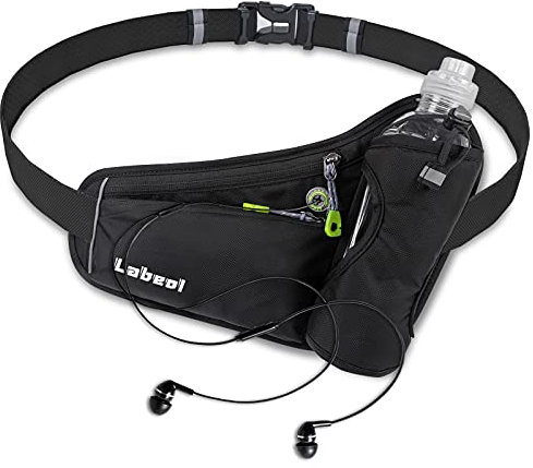 Labeol Laufende Wasserflasche Trinkgürtel mit Wasserflaschenhalter Wandern Walking Hüfttasche Reflektierende Verstellbare Bauchtasche mit Flaschenhalter Kompatibel für Telefon Bund Outdoor