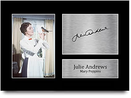 HWC Trading A4 Julie Andrews Mary Poppins Regali Stampati Autografo Firmato Immagine Per Gli Appassionati Di Memorabilia Di Film - A4 Incorniciato