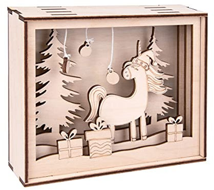 Rayher Holzbaus. 3D-Motivrahmen Einhorn, FSC Mix Credit, natur, 15,5x12,5cm, Tiefe 3,8cm, 12teilig, zum Basteln und Bemalen, 46600505, 16