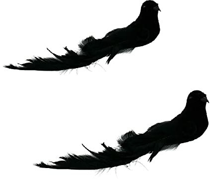 Florissima 2 Deko-Tauben mit Federschwanz am Draht 20 cm schwarz