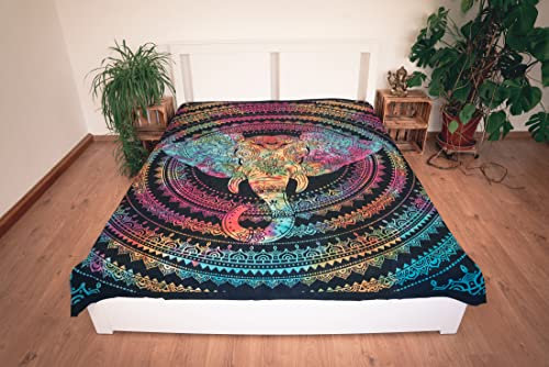 Ancient Wisdom Wandtuch XXL - 230 x 200cm - Wandteppich psychedelic Wandbehang Tapisserie Mandala (Elefant)