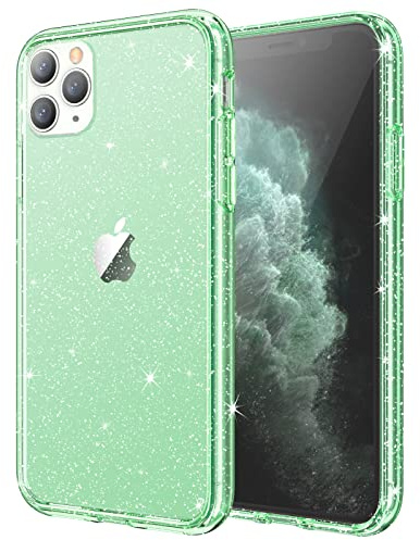 JETech Glitzer Hülle für iPhone 11 Pro Max, 6,5 Zoll, Bling Glitter Stoßfeste Stoßstange Handyhülle, Niedliche Glitzernde für Frauen und Mädchen (Grün)