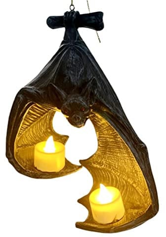 HWGING Halloween Fledermaus Figur Hängende Fledermaus-förmige Kerzenständer Harz Gartenstatue Skulpturen Kerzenhalter Halloween Deko Dekoration Home Patio Veranda Garten