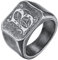 GoldChic Personalisierter Herren Siegelring mit Buchstaben Gravur Unisex Quadrat Band Ring Edelstahl Punk Style Rolex Ring Vintage Grau Herren Biker Ring Ringgröße 59.5（18.9）