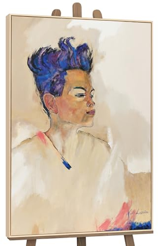 YS-Art XXL Abstrakt Acryl Gemälde auf Leinwand mit Rahmen Schiele handgemalte Wandbilder Wohnzimmer modern Luxus Wohndekor Bilder echte Kunst 140x100 cm