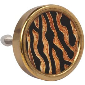 G Decor Brass Animal Print Round Circular Detailed Pull Knobs Animal Pattern (Zebra)
