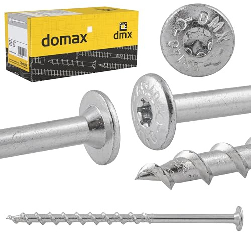 DMX - Betonschrauben Porenbetonschraube mit Tellerkopf, Teilgewinde, Fassadenschraube Spezialschrauben Gasbetonschrauben, gehärteter Kohlenstoffstahl mit Korrosionsschutz - 8mm - GT - 8 x 140 mm