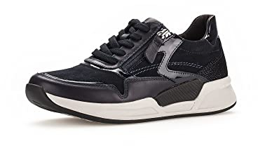 Gabor Damen Low-Top Sneaker, Frauen Halbschuhe,Wechselfußbett,Laufschuhe,schnürschuhe,schnürer,Plateausohle,Dark-Blue,38 EU / 5 UK
