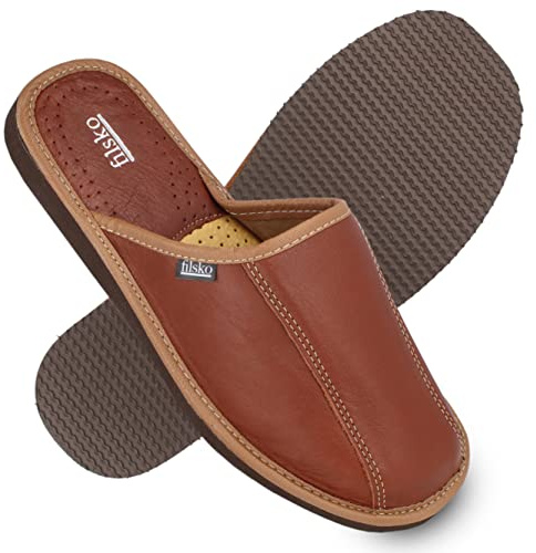 filsko® Tarm - Slippers Herren - geschlossen - EVA Sohle - Naturleder - rutschfest - atmungsaktiv