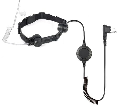 BANDARICOMM Tactical Throat Microphone Headset Military Tactical Throat Earphone with Finger PTT for Motorola Walkie Talkie Two Way Radios