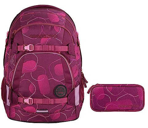 coocazoo MATE Schulrucksack-Set 2tlg inkl. Schlamperbox (Berry Bubbles)