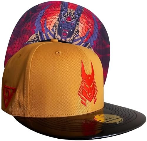 Capiche [99+ Designs] Gelber Snapback Hut, Anubis, Basecap Männer, Caps Männer, Herren Caps, Ägyptischer Gott, Baseballkappe mit Schwarzem Schirm, Metallvisier, Pharao, Mumie, Pyramiden, Ägyptologie