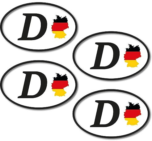 Deutschland Aufkleber 4 Stück 8x5cm EM Autoaufkleber Sticker Umriss Europameisterschaft Auto Urlaub Wohnmobil StVO Kleber wasserfest