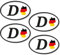 Deutschland Aufkleber 4 Stück 8x5cm EM Autoaufkleber Sticker Umriss Europameisterschaft Auto Urlaub Wohnmobil StVO Kleber wasserfest